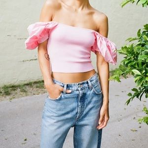 NWT Zara Bubblegum Combination Knit Top